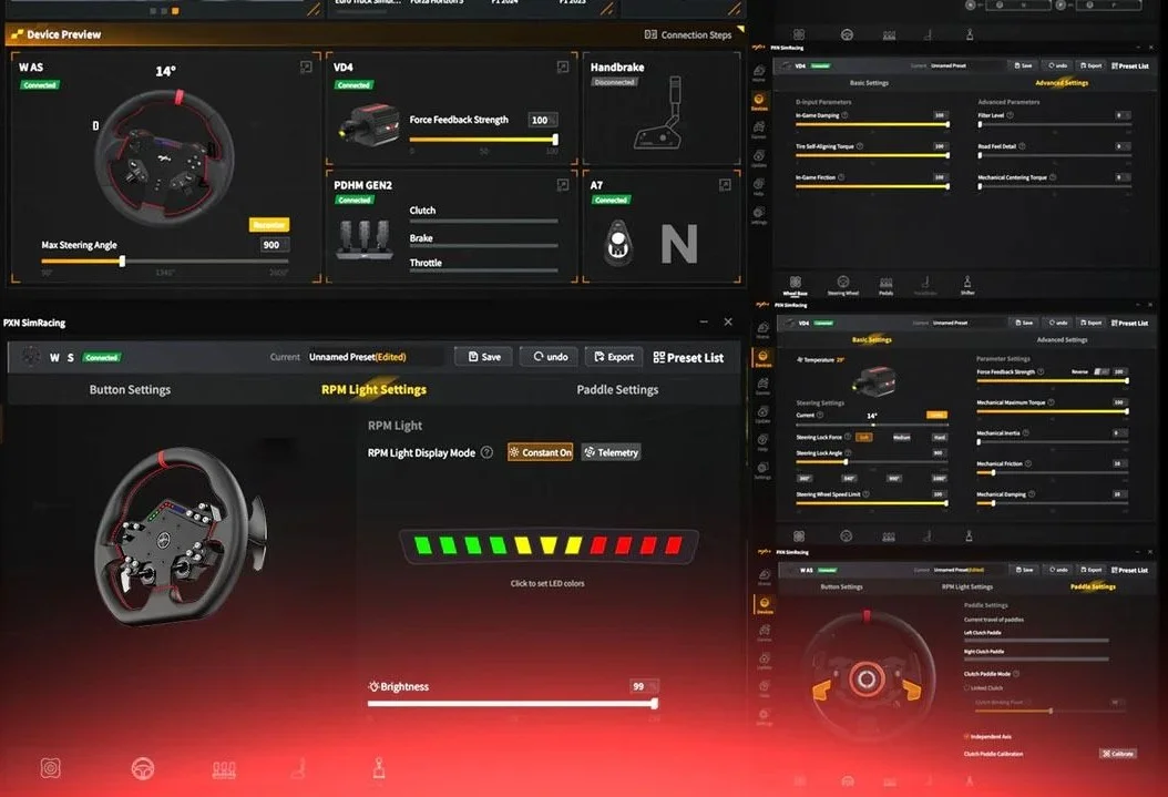 (środek) PXN SimRacing — presety, profile i szybka kalibracja